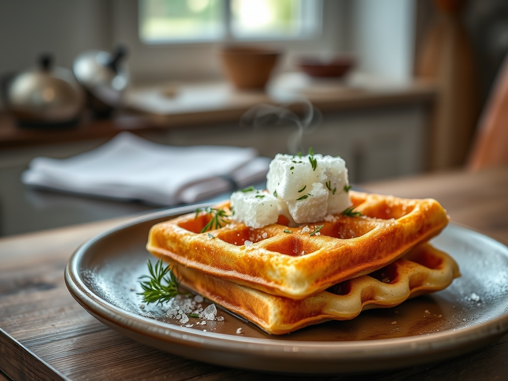 Heiße Waffeln mit Eis