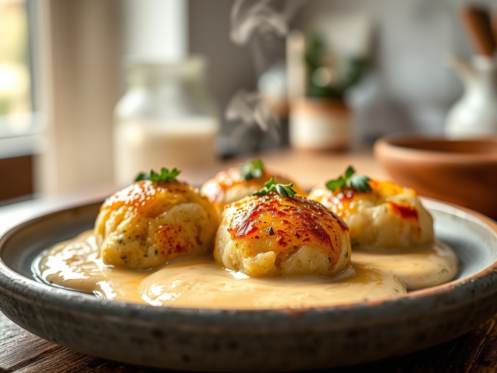 Semmelknödel mit Pilzsauce