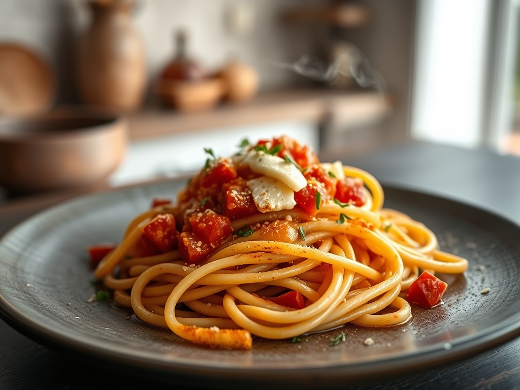 Pasta mit Tomatensauce und Käse